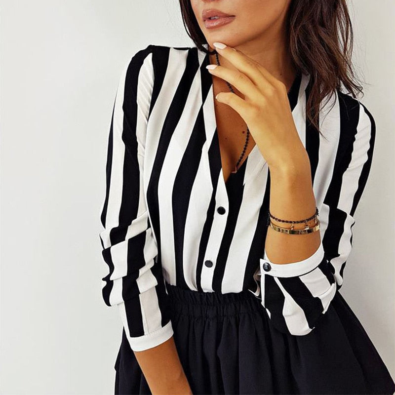 2019 New Blouse Women Casual Striped Top Shirts es Top Sexy