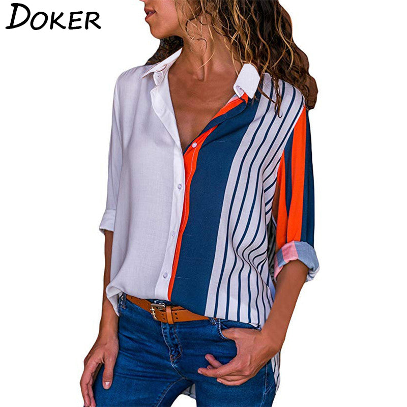 2019 New Fashion Print Women Blouses Long Sleeve