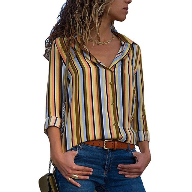 2019 New Fashion Print Women Blouses Long Sleeve