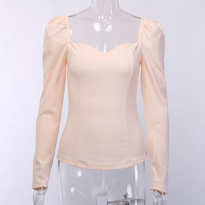 Cryptographic Vintage Square Collar Casual Puff Sleeve