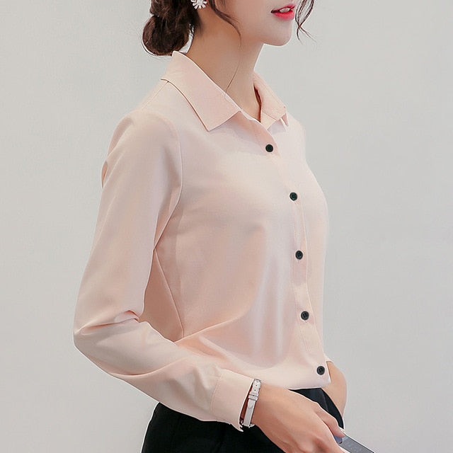 BIBOYAMALL White Blouse Women Chiffon Office