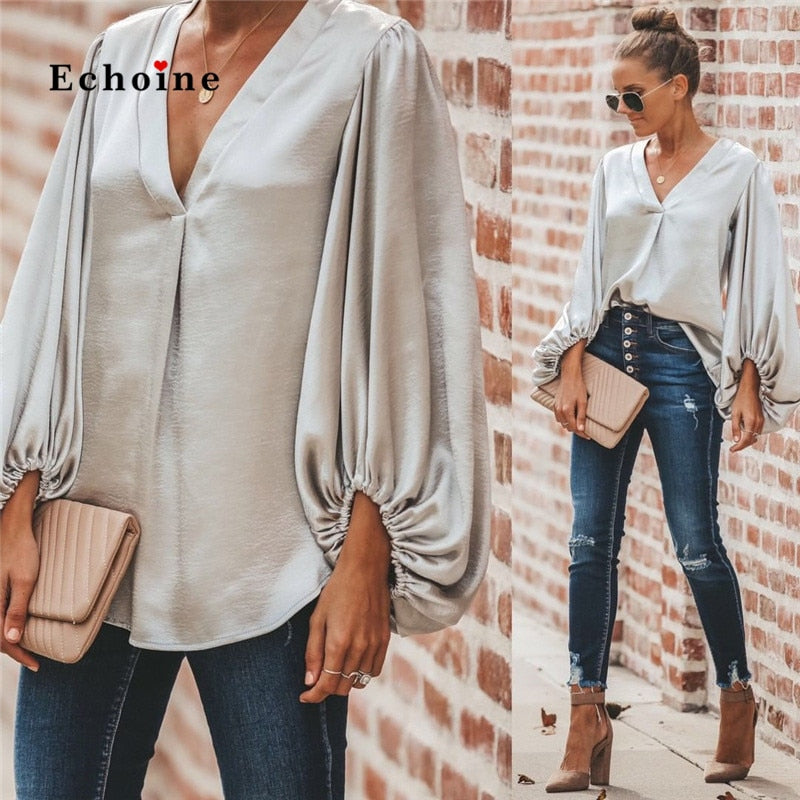 Echoine Women Blouses Office Lady Shirts Sexy