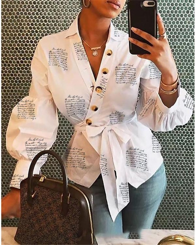 Fall 2019 Long Sleeve Fashion Women V Neck