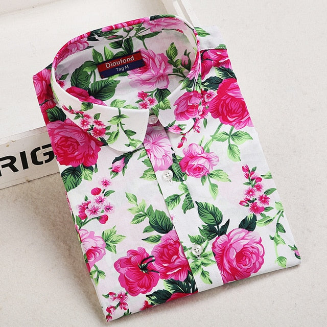 2019 Floral Women Blouses Long Sleeve Shirt