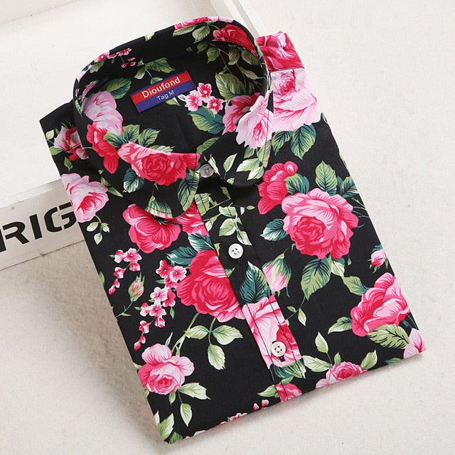 2019 Floral Women Blouses Long Sleeve Shirt