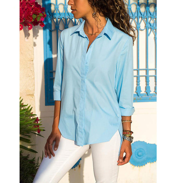 Irregular Button Tunics Women 5XL Plus Size Solid