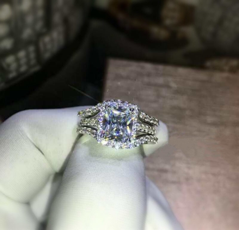 TRS08 Luxury New Bridal Set Wedding Rings Sets 3