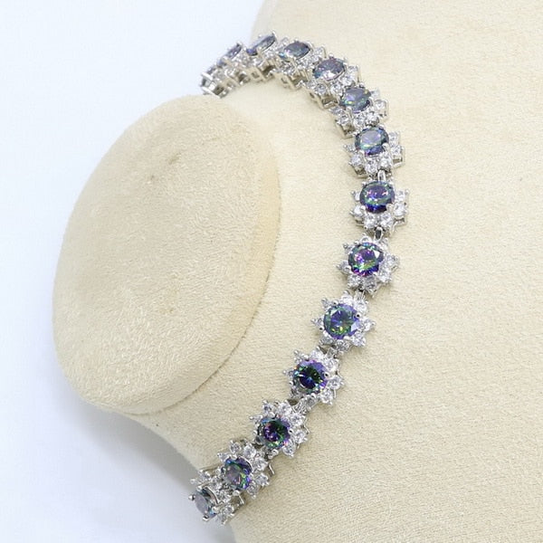 Rainbow Zircon 925 Silver Jewelry Set for Women