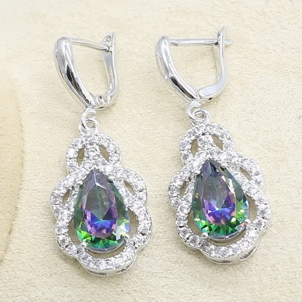 Rainbow Zircon 925 Silver Jewelry Set for Women