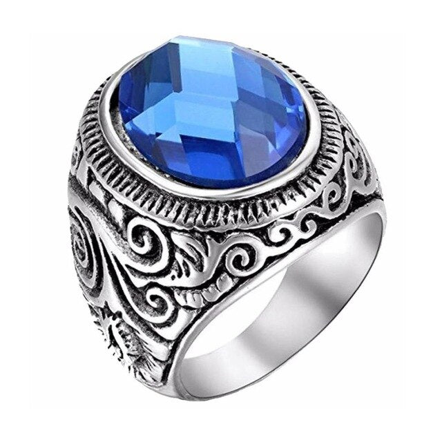 Valily Jewelry Womens Ring Blue Crystal Lord of Ring