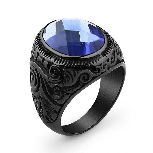 Valily Jewelry Womens Ring Blue Crystal Lord of Ring