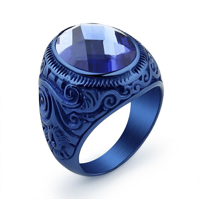 Valily Jewelry Womens Ring Blue Crystal Lord of Ring