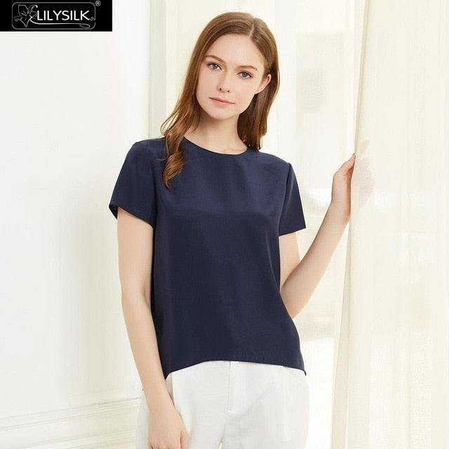 LilySilk Silk Blouse Women Top Shirt Short Sleeve