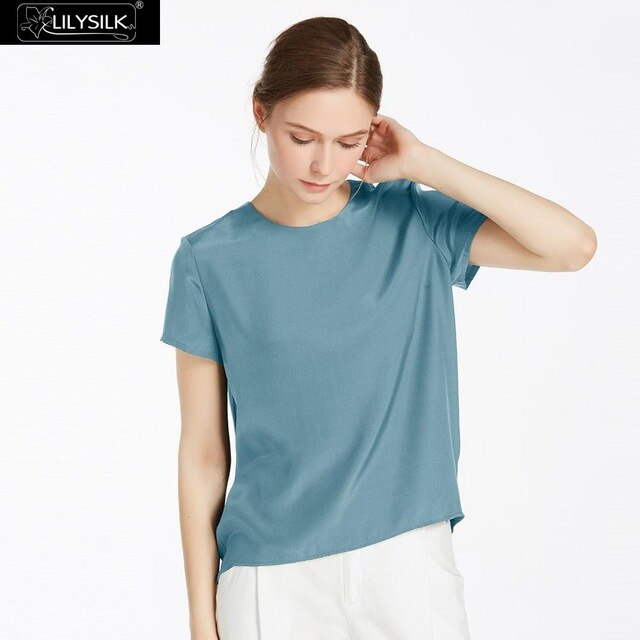 LilySilk Silk Blouse Women Top Shirt Short Sleeve
