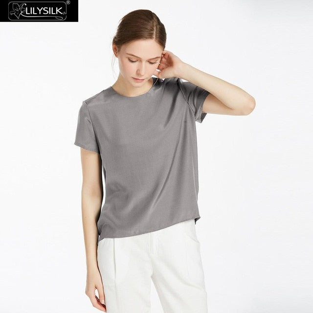 LilySilk Silk Blouse Women Top Shirt Short Sleeve