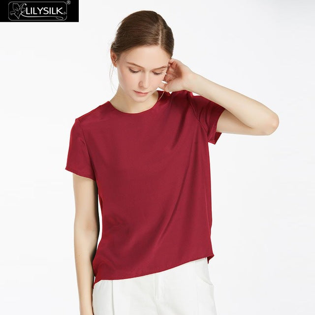 LilySilk Silk Blouse Women Top Shirt Short Sleeve