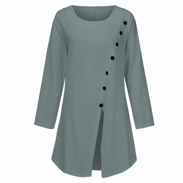 Plus Size Blouse Long Sleeve Loose Button Autumn shirt