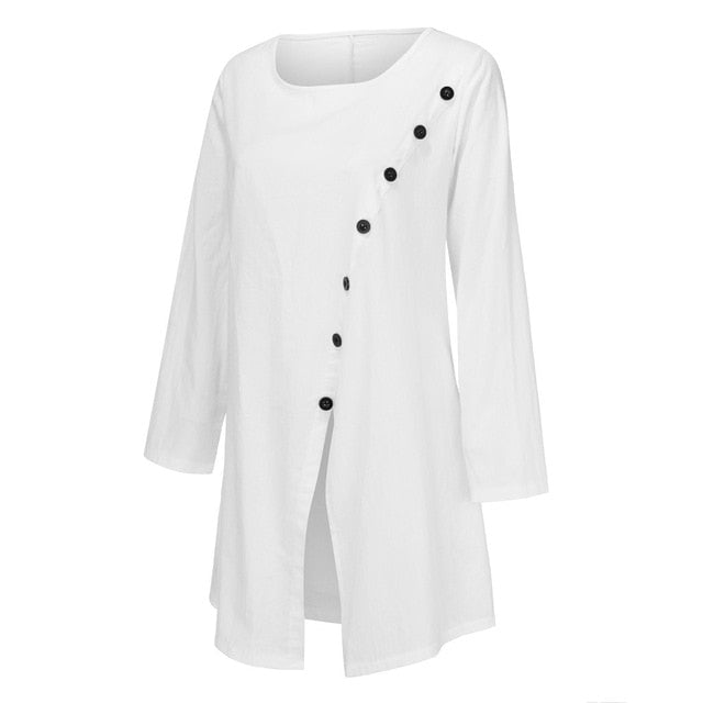 Plus Size Blouse Long Sleeve Loose Button Autumn shirt