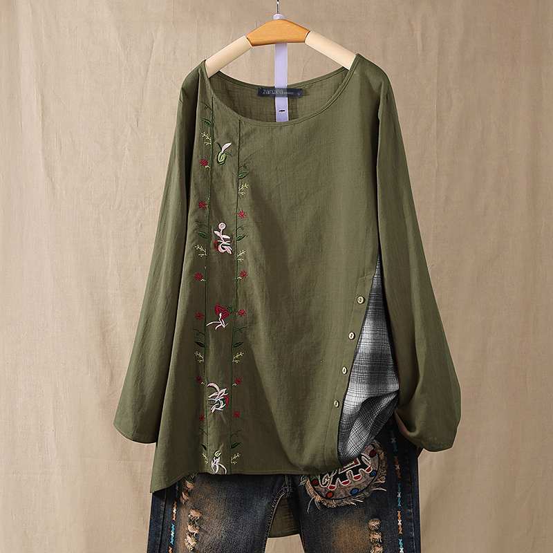 ZANZEA Women Vintage Embroidery Blouse Autumn