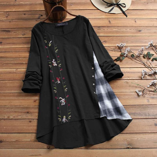 ZANZEA Women Vintage Embroidery Blouse Autumn