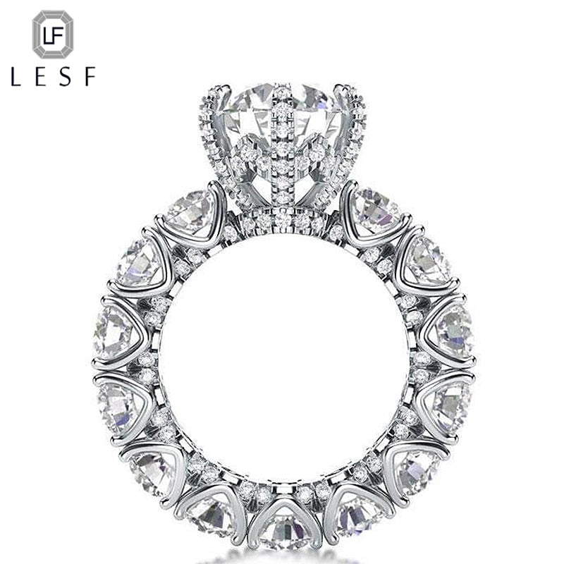 LESF Luxury Jewelry Ring Women's 4 Carat Round Cut