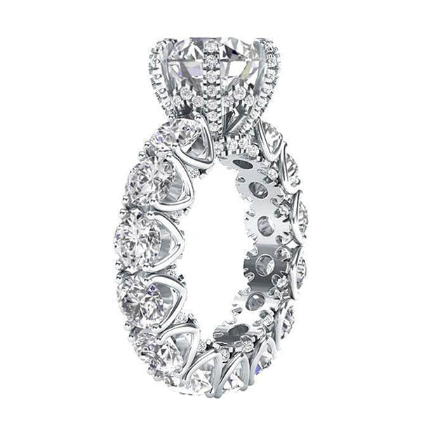 LESF Luxury Jewelry Ring Women's 4 Carat Round Cut