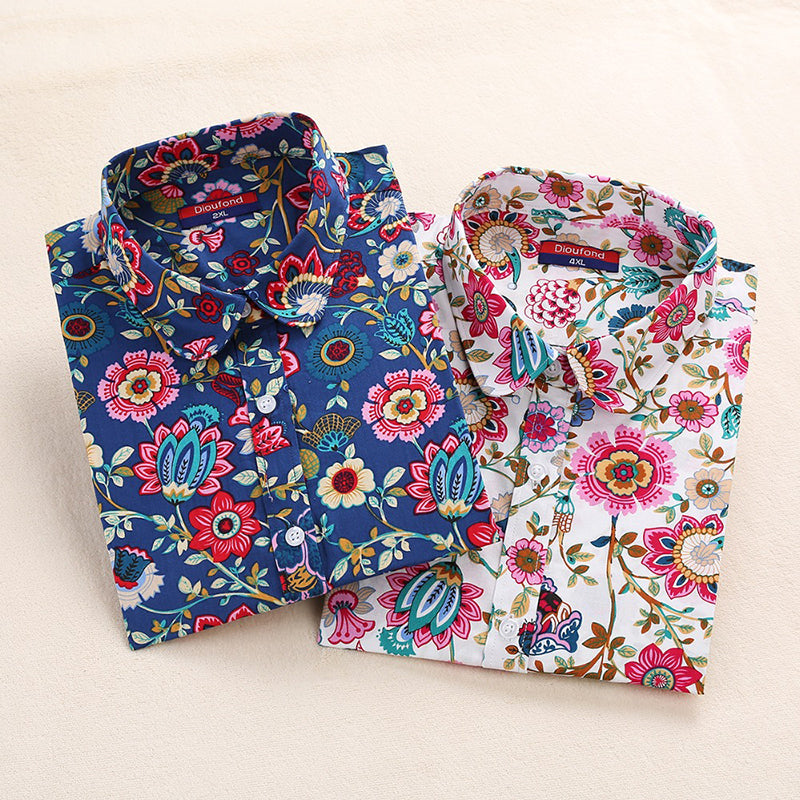 2019 Floral Women Blouses Long Sleeve Shirt