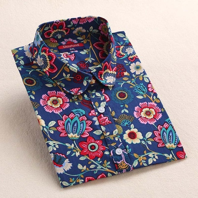 2019 Floral Women Blouses Long Sleeve Shirt