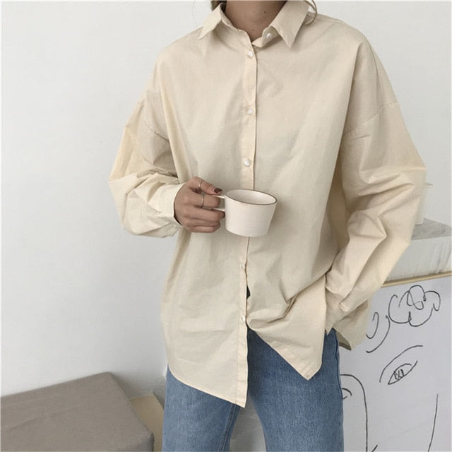 HziriP Women Blouses 2019 Spring Solid Blouse Loose