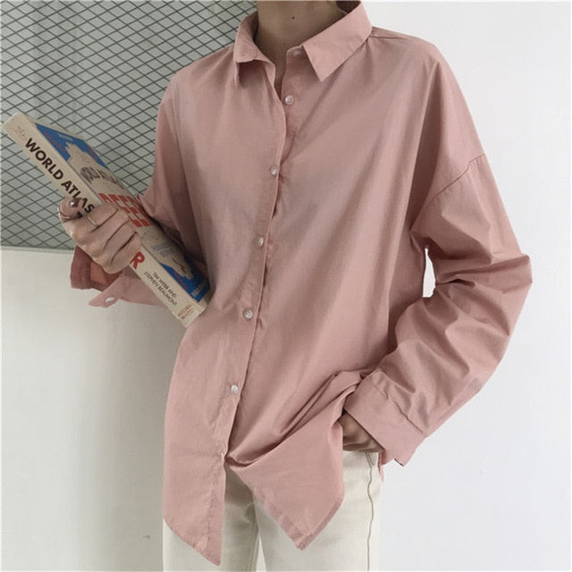 HziriP Women Blouses 2019 Spring Solid Blouse Loose